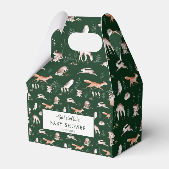 Rustic Woodland Forest Animals Baby Shower Favor B Favor Boxes (Front Side)