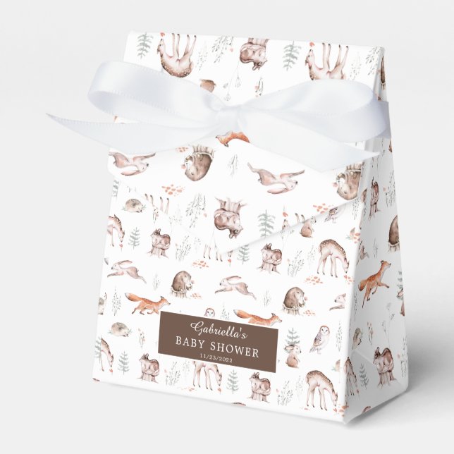 Rustic Woodland Forest Animals Baby Shower Favor B Favor Boxes (Front Side)