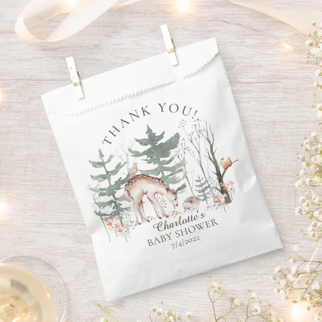 Rustic Woodland Forest Animals Baby Shower Favor Bag (Clipped)