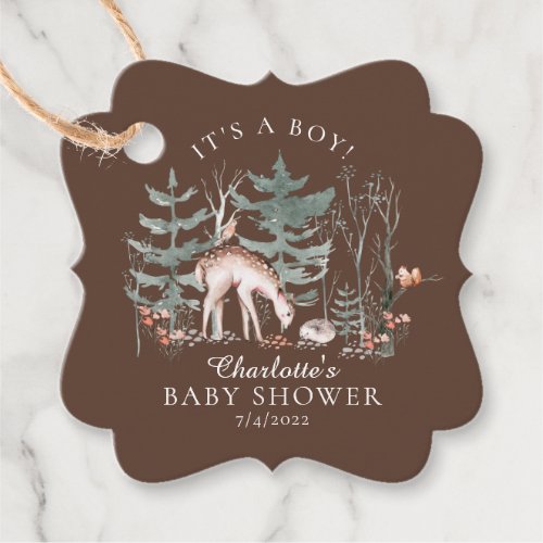 Rustic Woodland Forest Animals Baby Shower Favor Tags