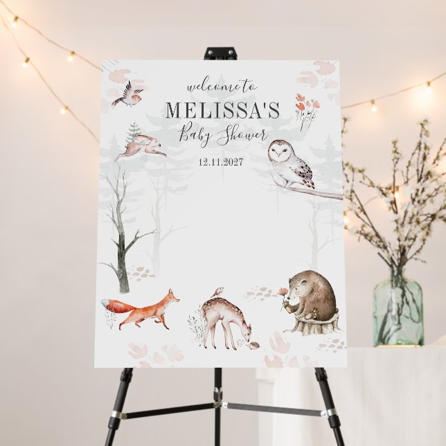 Rustic Woodland Forest Animals Baby Shower Foam Board (In Situ (Stand))