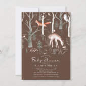 Rustic Woodland Forest Animals Baby Shower Invitat Invitation (Front)