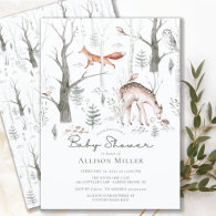 Rustic Woodland Forest Animals Baby Shower  Invitation