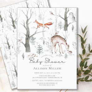 Rustic Woodland Forest Animals Baby Shower  Invitation