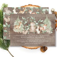 Rustic Woodland Forest Animals Baby Shower Invitation