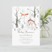Rustic Woodland Forest Animals Baby Shower  Invitation (Standing Front)