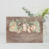 Rustic Woodland Forest Animals Baby Shower Invitation (Standing Front)
