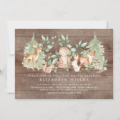 Rustic Woodland Forest Animals Baby Shower Invitation (Front)