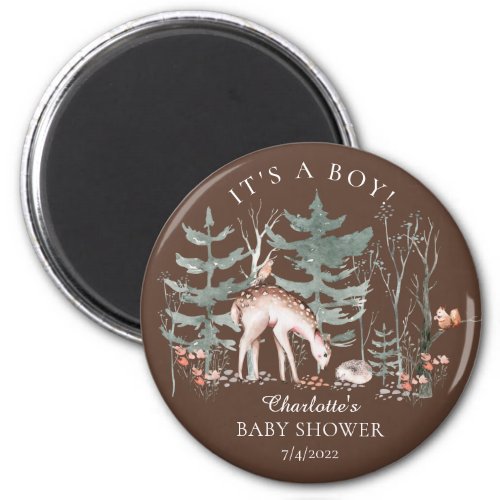 Rustic Woodland Forest Animals Baby Shower Magnet