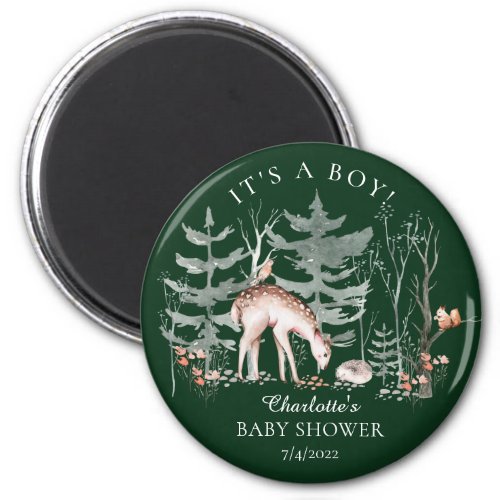 Rustic Woodland Forest Animals Baby Shower Magnet