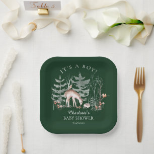 Rustic Woodland Forest Animals Baby Shower  Paper  Plates