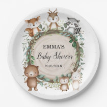 Rustic Woodland Forest Animals Baby Shower Paper Plates