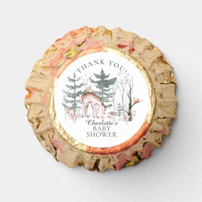 Rustic Woodland Forest Animals Baby Shower Reese's Peanut Butter Cups (Front)