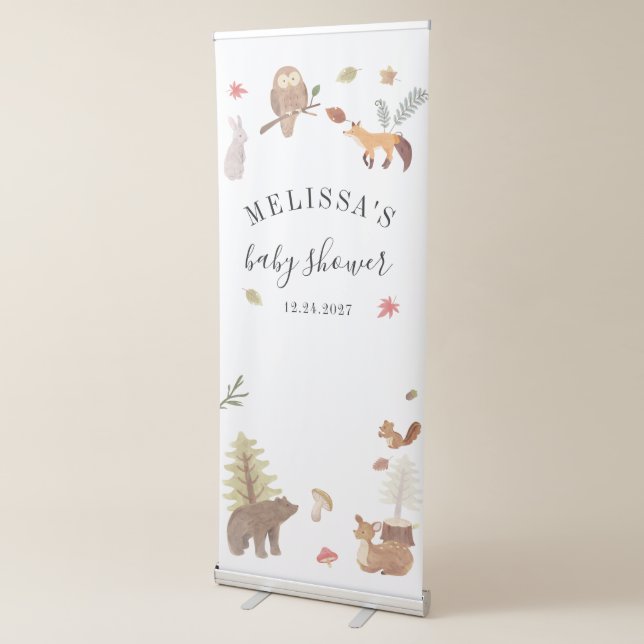 Rustic Woodland Forest Animals Baby Shower Retractable Banner (3/4)