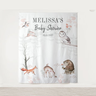 Rustic Woodland Forest Animals Baby Shower Tapestry