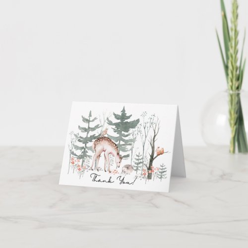 Rustic Woodland Forest Animals Baby Shower  Thank You Card