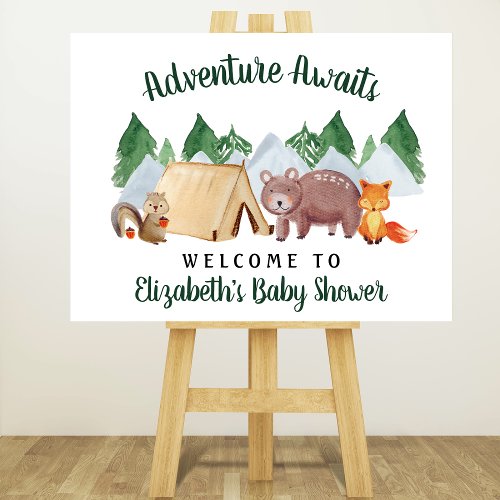 Rustic Woodland Forest Animals Baby Shower Welcome Foam Board