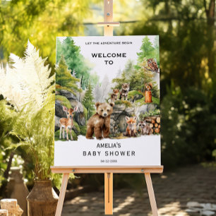 Rustic Woodland Forest Animals Baby Shower Welcome Foam Board