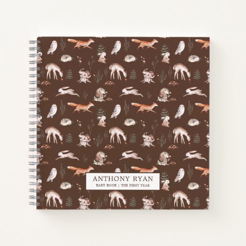 Rustic Woodland Forest Animals Babys First Year N Notebook