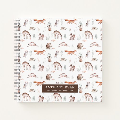Rustic Woodland Forest Animals Babys First Year Notebook