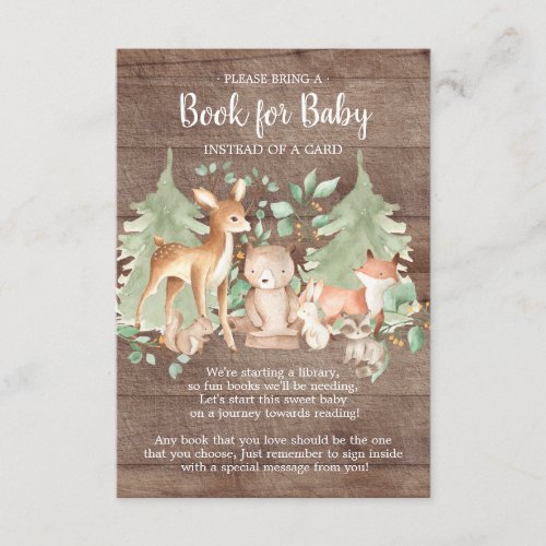 Rustic Woodland Forest Animals Book for Baby Card