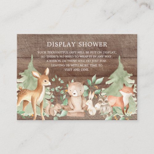 Rustic Woodland Forest Animals Gift Display Shower Enclosure Card