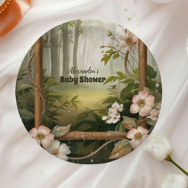 Rustic Woodland Forest Baby Shower Paper Plates (Creator Uploaded)