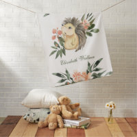 Rustic Woodland Forest Cute Hedgehog Baby Blanket