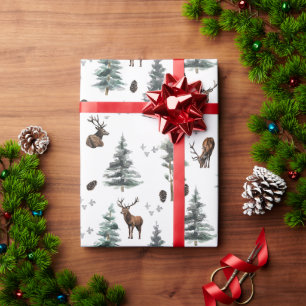 Rustic Woodland Forest Deer/Buck Christmas Wrapping Paper