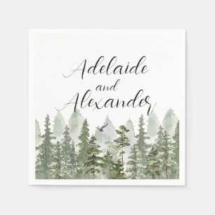 Rustic Woodland Forest Green Wedding Napkins