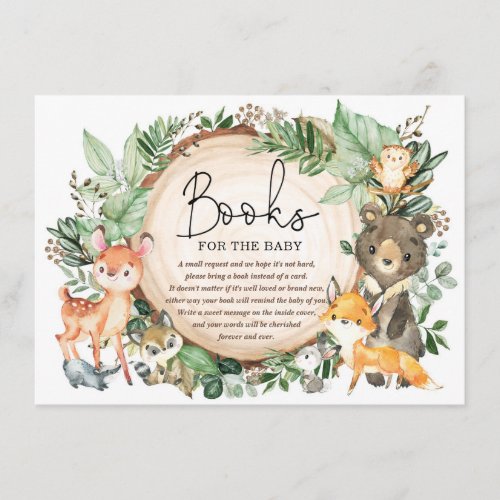 Rustic Woodland Forest Greenery Books for Baby Enclosure Card
