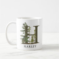 Rustic Woodland Forest Letter H Monogram Name