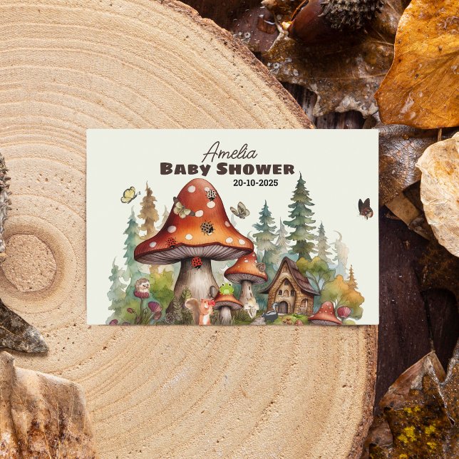 Rustic Woodland Forest Mushroom Baby Shower Fall  Food Label ( Rustic Woodland Mushroom Baby Shower Food Labels! Featuring adorable watercolor mushrooms, forest )