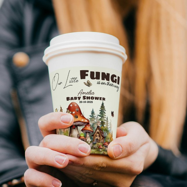 Rustic Woodland Forest Mushroom Baby Shower Fall  Paper Cups (our little fungi is on their way mushroom baby shower party )