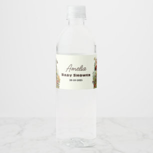 Rustic Woodland Forest Mushroom Baby Shower Fall Water Bottle Label