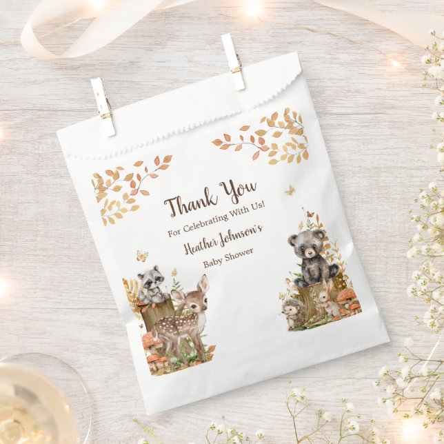 Rustic Woodland Forest Neutral Baby Shower  Favor Bag (Clipped)