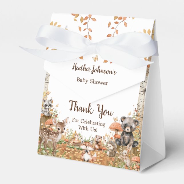 Rustic Woodland Forest Neutral Baby Shower Favor Boxes (Front Side)