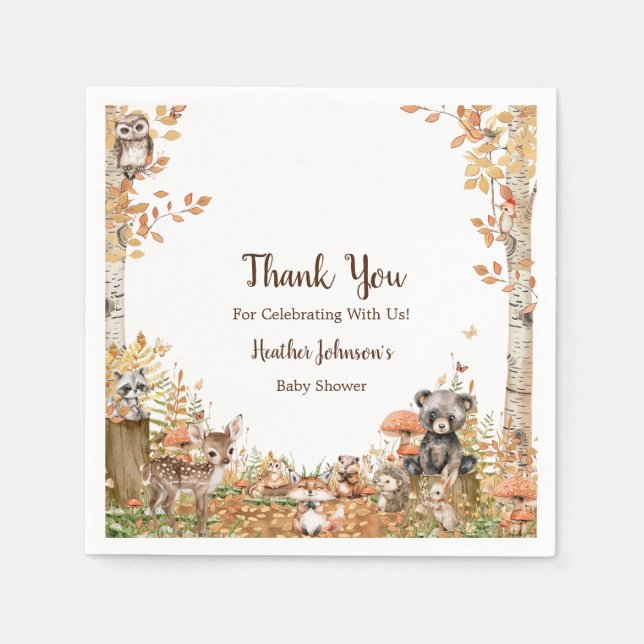 Rustic Woodland Forest Neutral Baby Shower  Napkins (Front)