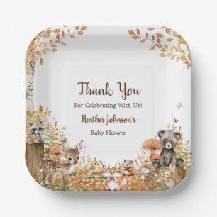 Rustic Woodland Forest Neutral Baby Shower Paper Plates