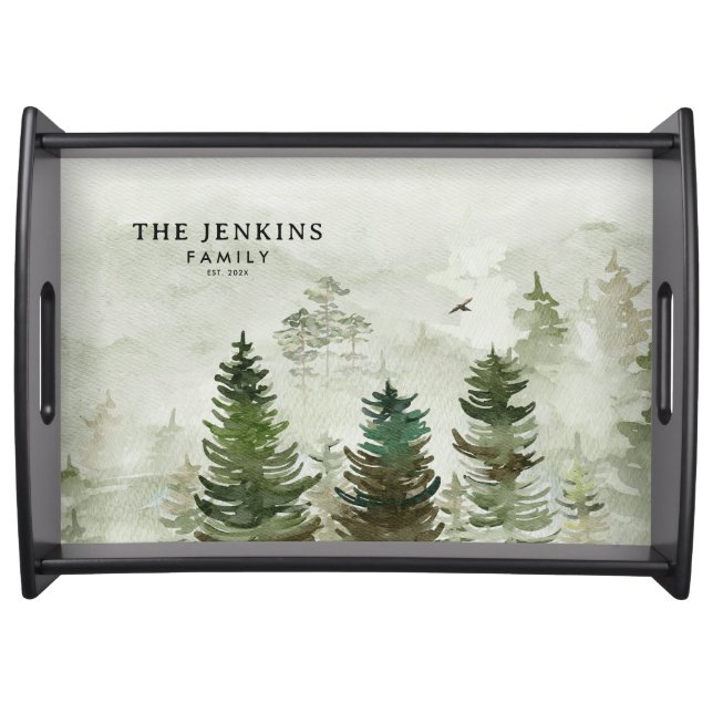 Rustic Woodland Forest Personalize Serving Tray (Front)