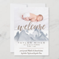 Rustic Woodland Forest Photo Birth Announcement
