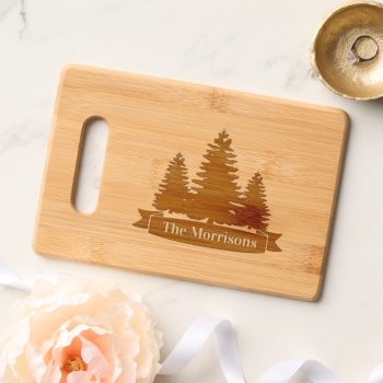 Rustic Woodland Forest Trees & Banner Cutting Board by GrudaHomeDecor at Zazzle