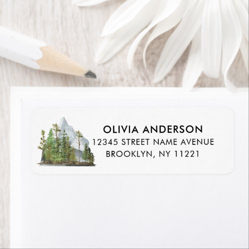 Rustic Woodland Forest Trees Mountain Woods Label