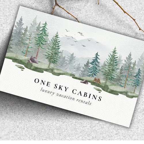 Rustic Woodland Forest Vacation Airbnb Rental Business Card