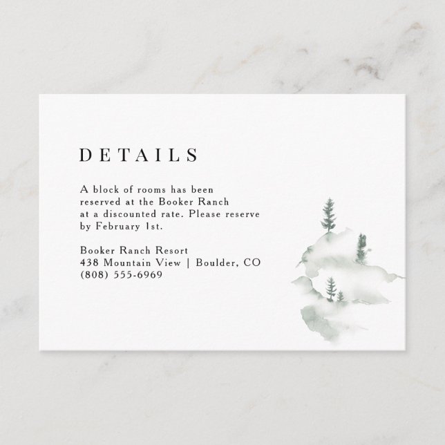 Rustic Woodland Forest Wedding Details Enclosure Card (Front)