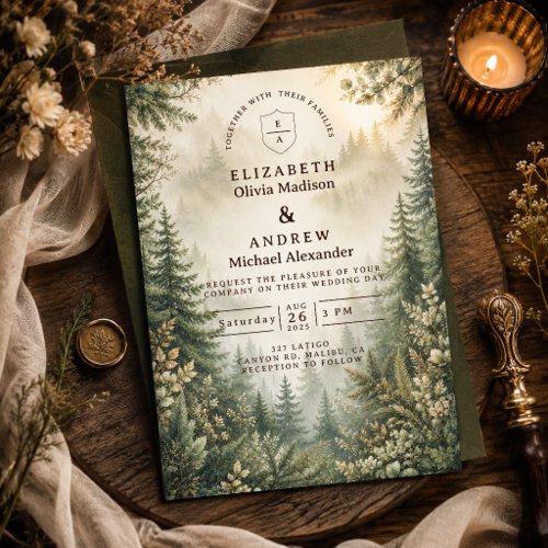 Rustic Woodland Forest Wedding Invitation