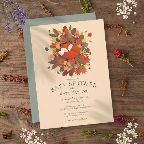 Rustic Woodland Fox Cub Baby Shower Sprinkle Invitation