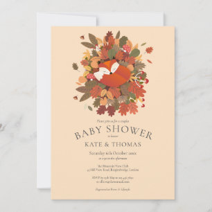 Rustic Woodland Fox Cub Couples Baby Shower Invitation
