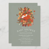 Rustic Woodland Fox Cub Couples Baby Shower Invitation (Front/Back)