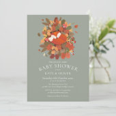 Rustic Woodland Fox Cub Couples Baby Shower Invitation (Standing Front)
